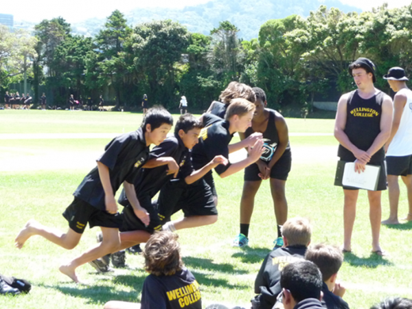 Wellington College students doing running drills