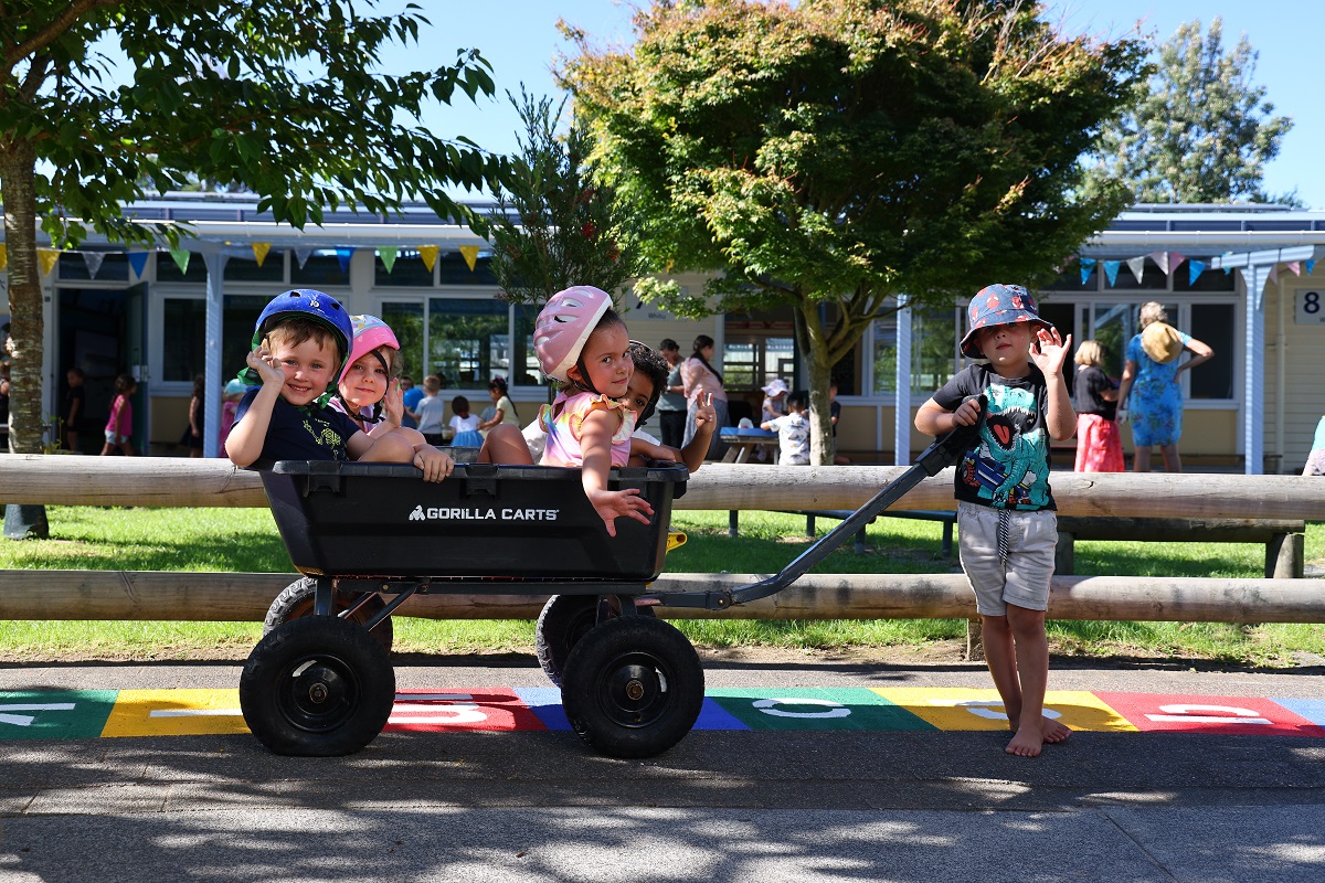 Otonga Primary has embraced wheels at break times working with students to co-design some rules (like wearing helmets and not going down the steep ramps) to ensure safe play.