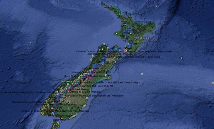 map of New Zealand