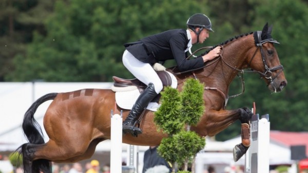 Man riding on a horse at an equestrian event