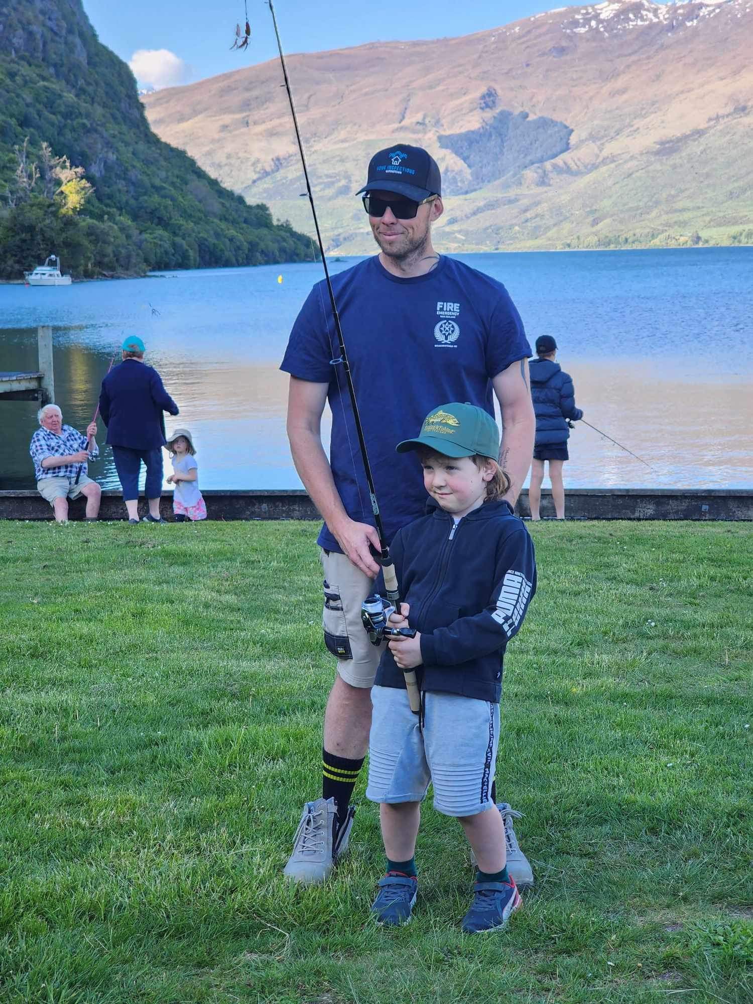 Beer and his Dad with Beer's rod. Bee, one of the tamariki who contributed to the Tu Manawa application.