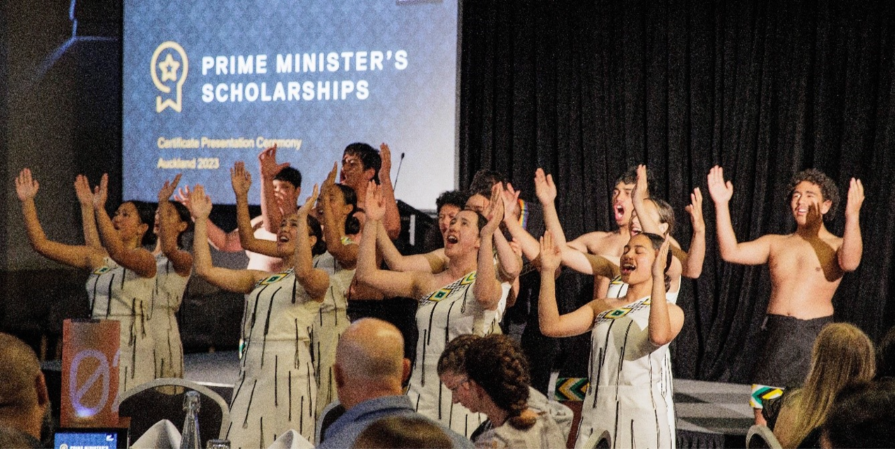 Group of performers at the Prime Ministers Scholarship ceremony